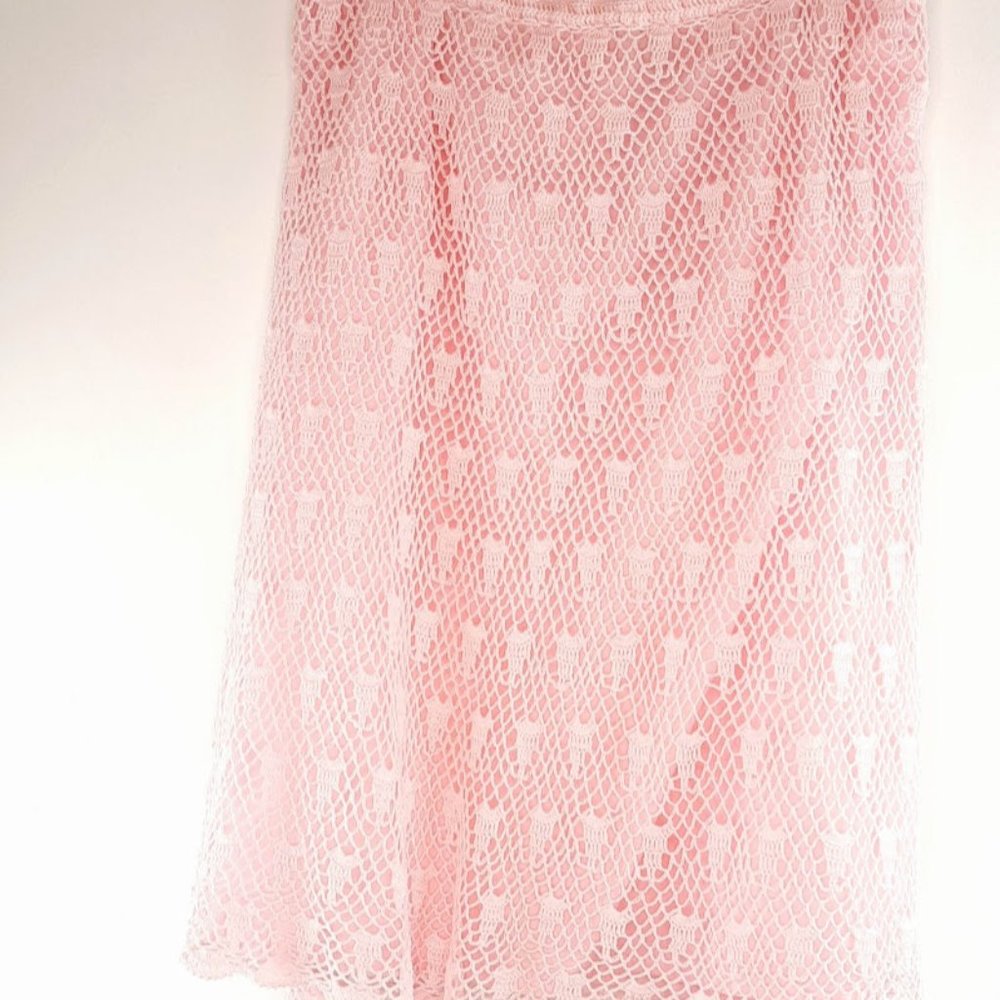 Elegant Vintage  Party Contemporary Pink Crochet  midi skirt - Picture 8 of 16